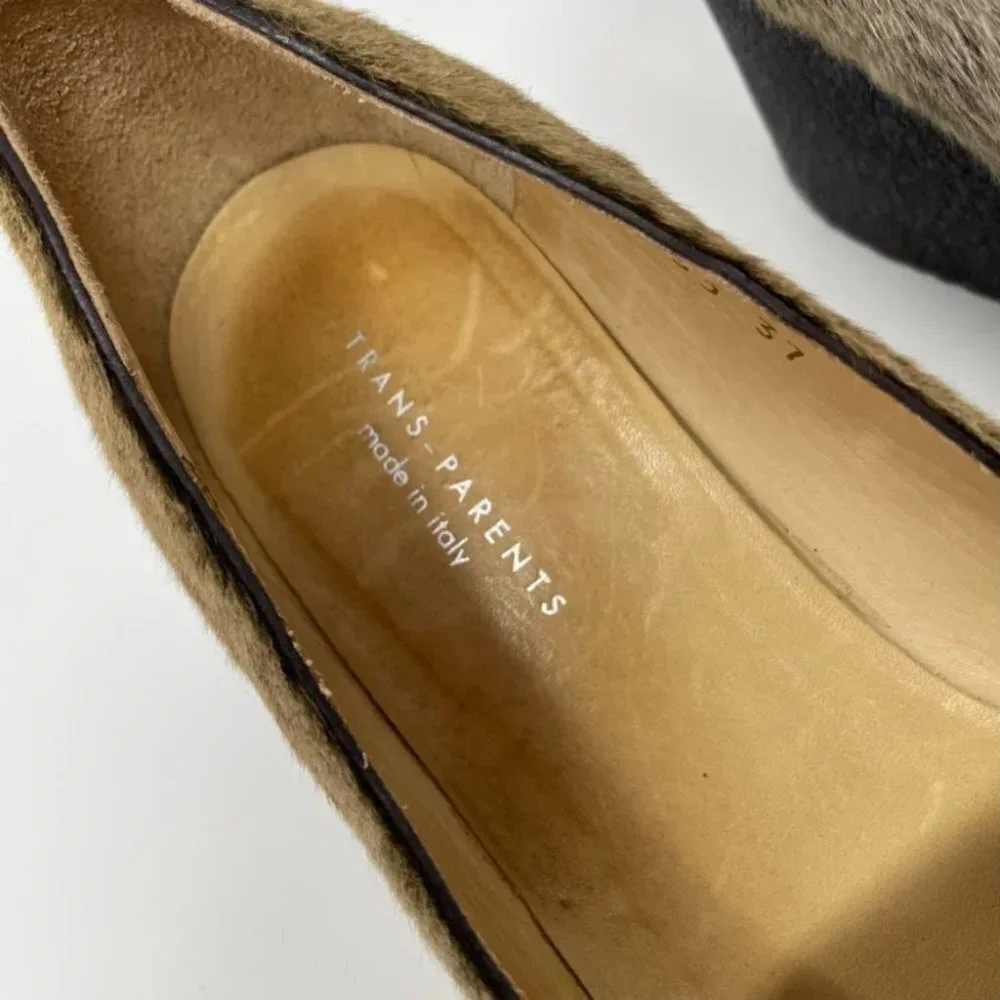 Trans-Parents Italian Real Fur Wedge Heels Sz 37